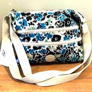Kipling "Alvar" Crossbody Bag in Field Florals Nylon Fabric.  NWT